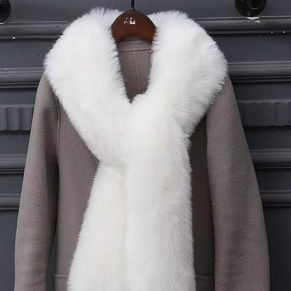Solid Fuzzy White Scarf